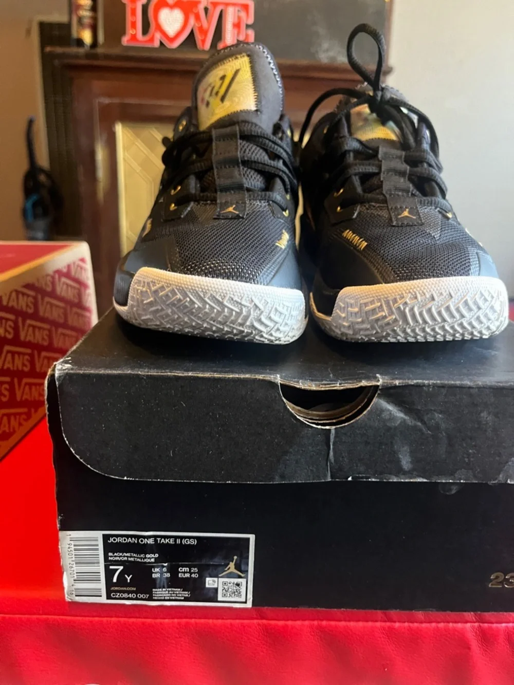 Jordan Black and Gold Youth Basketball Sneakers